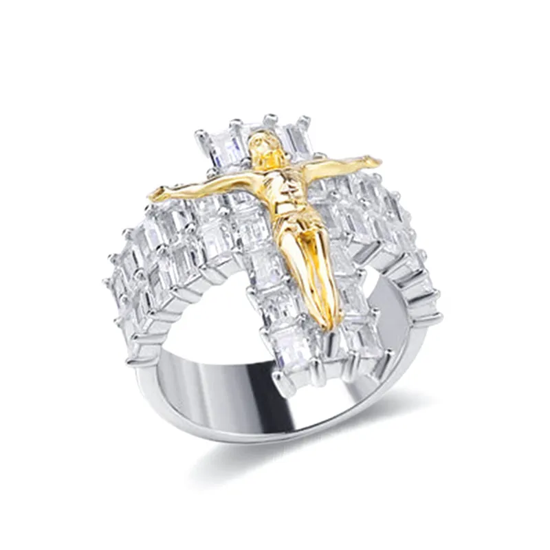 925 Silver Cross CZ Diamond San Judas Ring