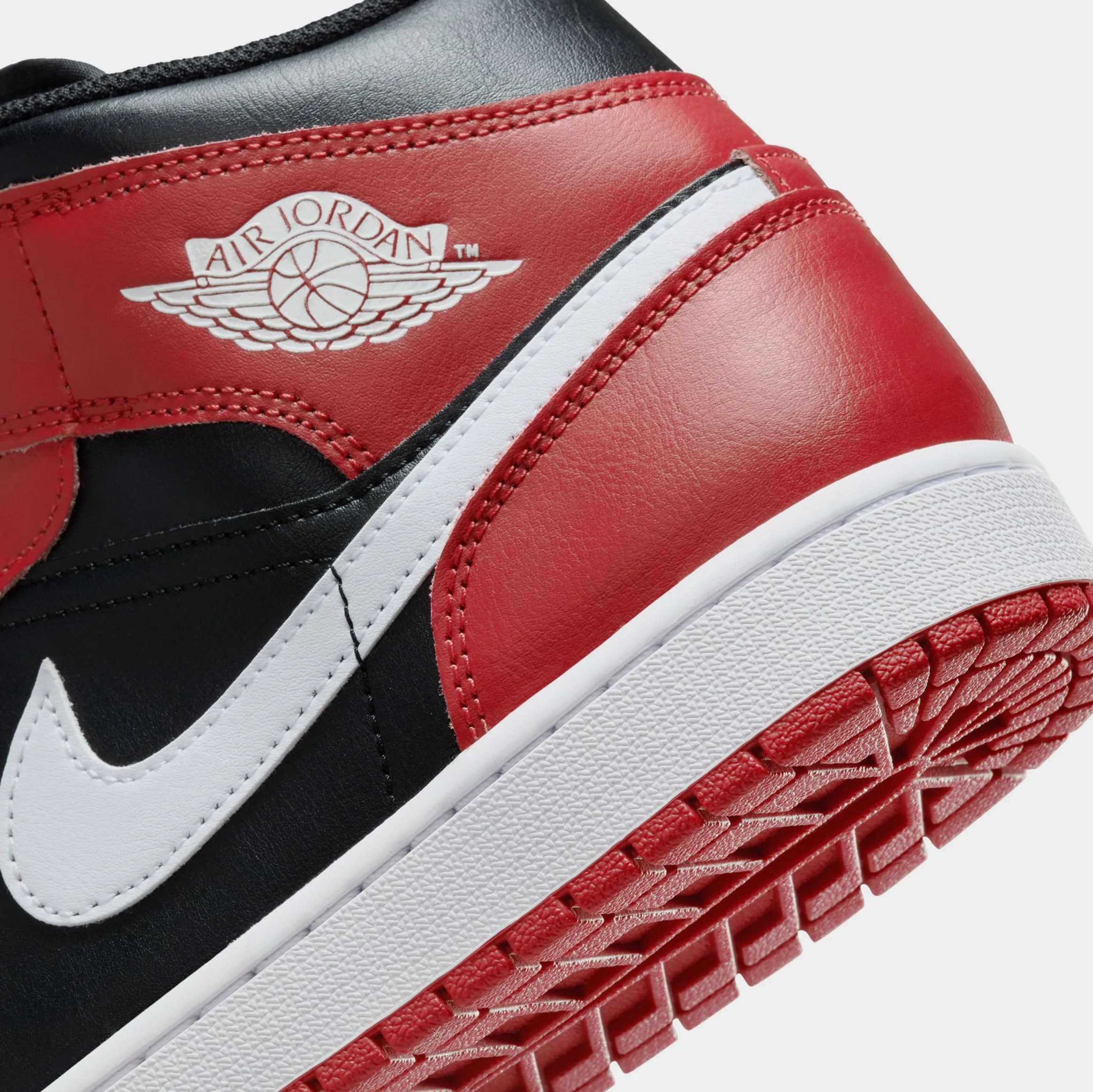 Air Jordan 1 Mid Black Gym Red Mens Basketball Shoes (Black/Gym Red/ White)