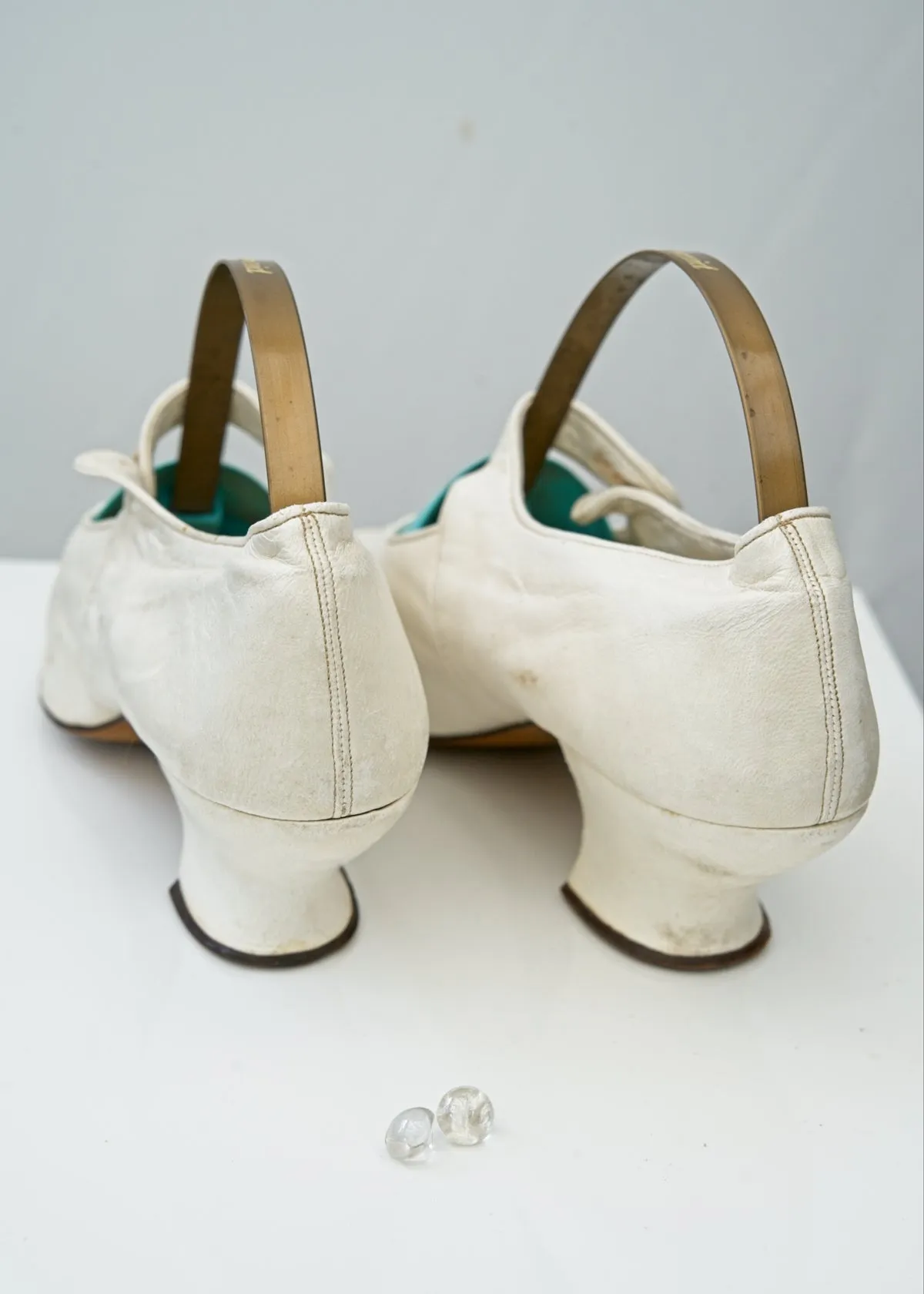 Antique Victorian White Kid Leather Mary Jane Bridal Shoes