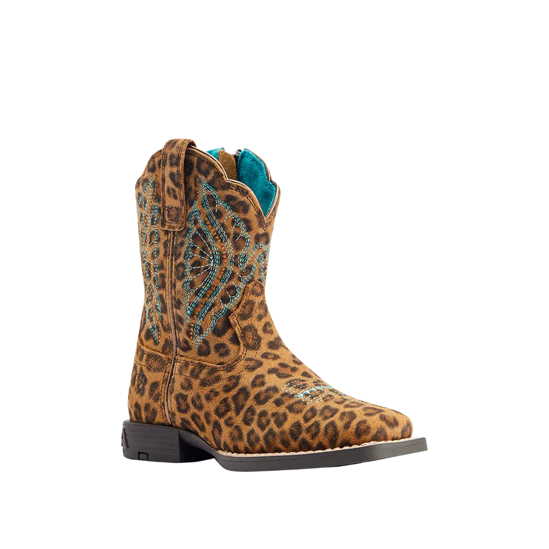 Ariat Children's Primetime Faded Leopard Print Square Toe Zipper Boots