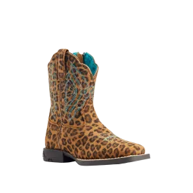 Ariat Children's Primetime Faded Leopard Print Square Toe Zipper Boots