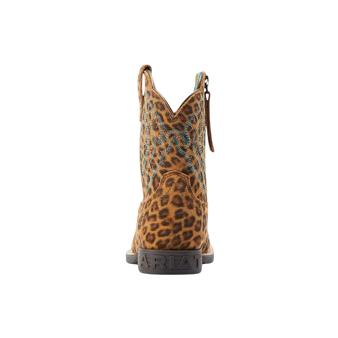 Ariat Children's Primetime Faded Leopard Print Square Toe Zipper Boots