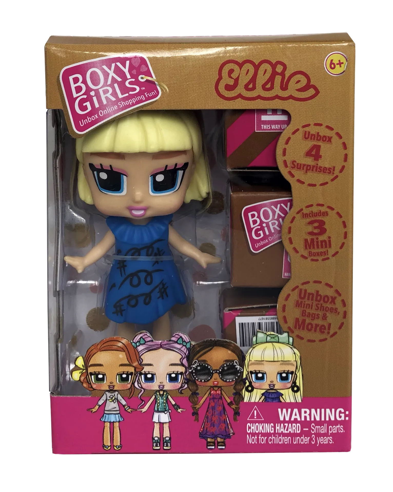 Boxy Girls Mini Dolls - Feature 3 Boxes to Unbox 4 Surprise Accessories (Tasha, Coco, Lina, Trinity, Ellie, Bee) 3 Inch