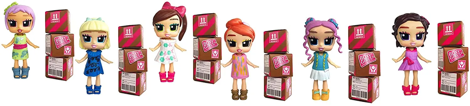 Boxy Girls Mini Dolls - Feature 3 Boxes to Unbox 4 Surprise Accessories (Tasha, Coco, Lina, Trinity, Ellie, Bee) 3 Inch