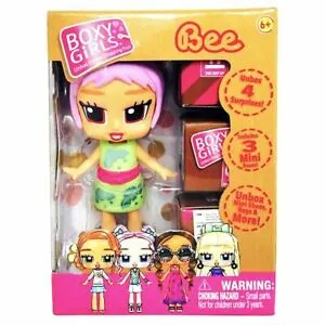 Boxy Girls Mini Dolls - Feature 3 Boxes to Unbox 4 Surprise Accessories (Tasha, Coco, Lina, Trinity, Ellie, Bee) 3 Inch