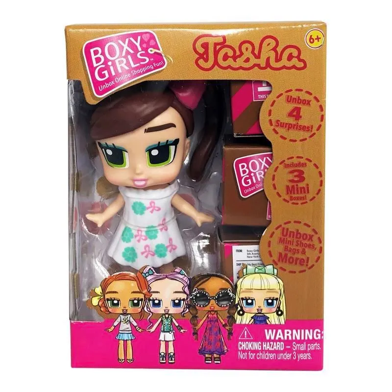 Boxy Girls Mini Dolls - Feature 3 Boxes to Unbox 4 Surprise Accessories (Tasha, Coco, Lina, Trinity, Ellie, Bee) 3 Inch