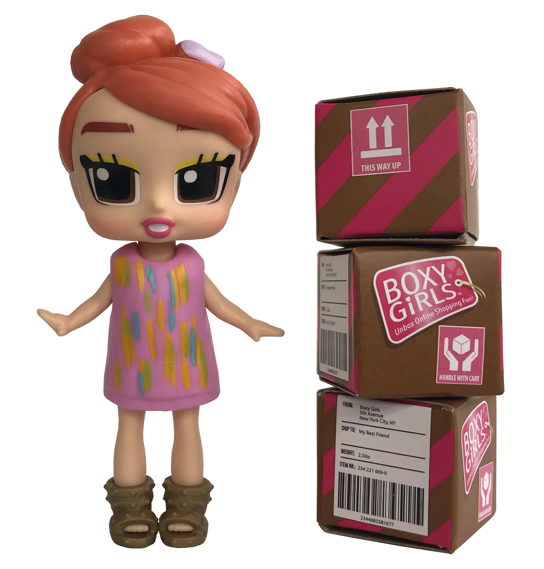 Boxy Girls Mini Dolls - Feature 3 Boxes to Unbox 4 Surprise Accessories (Tasha, Coco, Lina, Trinity, Ellie, Bee) 3 Inch