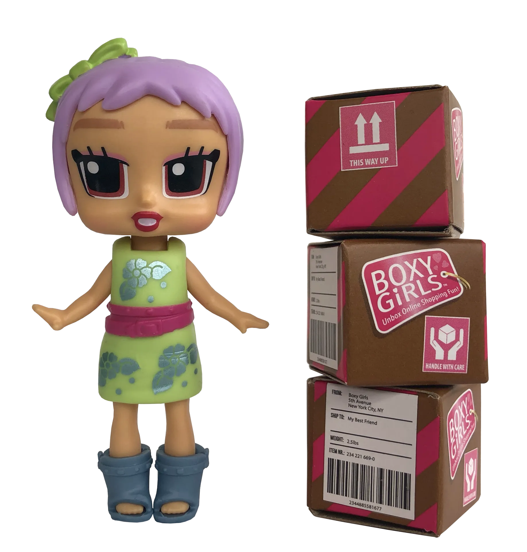 Boxy Girls Mini Dolls - Feature 3 Boxes to Unbox 4 Surprise Accessories (Tasha, Coco, Lina, Trinity, Ellie, Bee) 3 Inch