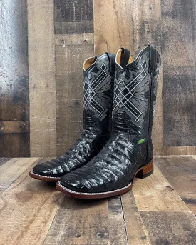 CAIMAN BLACK BELLY AB | MEN SQUARE TOE COWBOY BOOTS