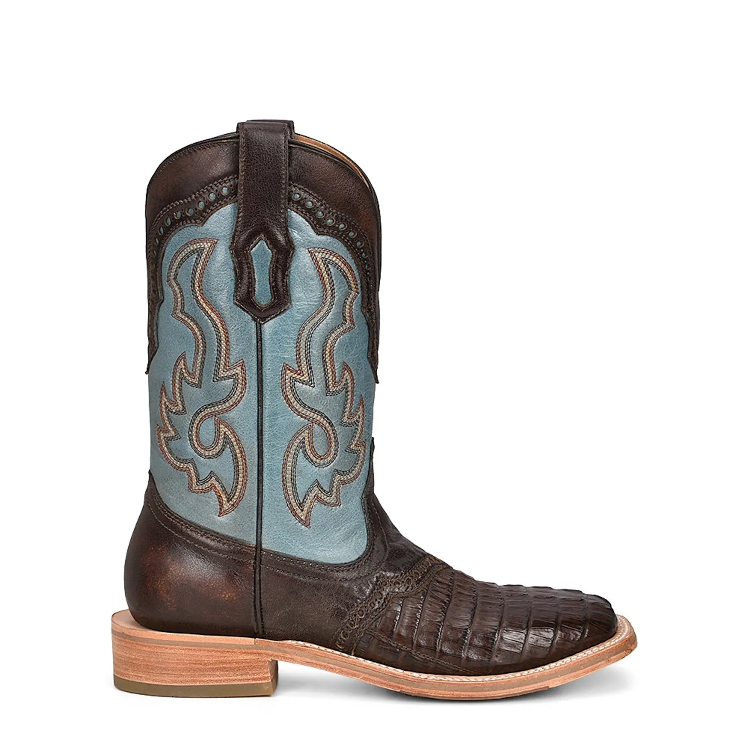 Corral Mens Embroidered Rodeo Cowboy Boots Caiman Brown/Blue