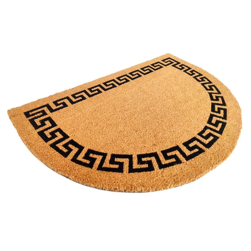 First Concept 24 in. W X 36 in. L Black/Brown Greek Key Coir Door Mat