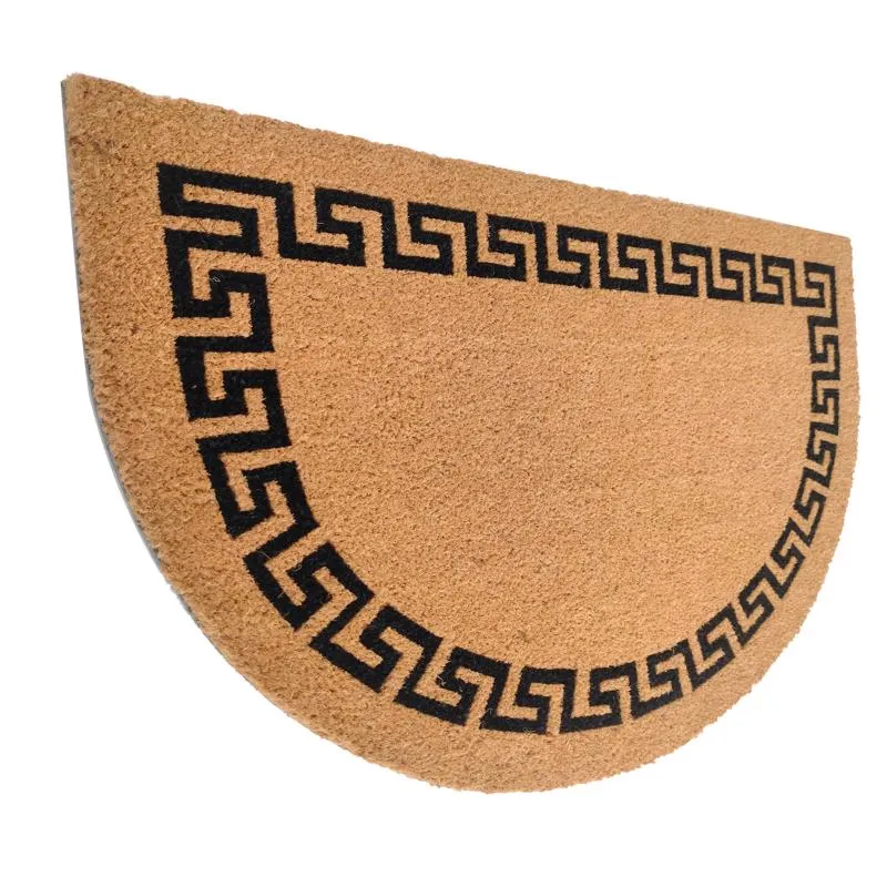 First Concept 24 in. W X 36 in. L Black/Brown Greek Key Coir Door Mat