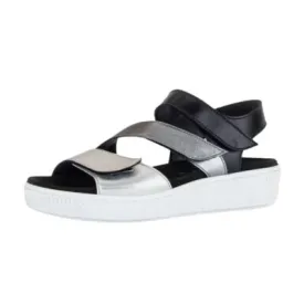 Gabor 43.600.61 Satin Silver Stone Black Women's Sandals