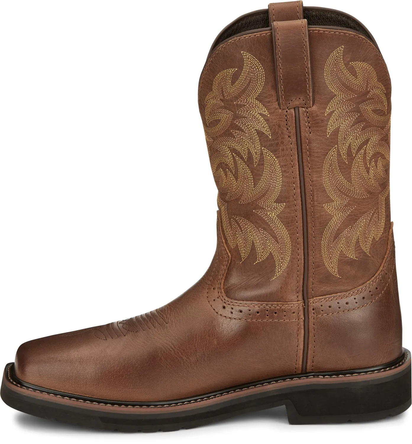 Justin 11in Comp Toe Mens Tan Handler Leather Work Boots