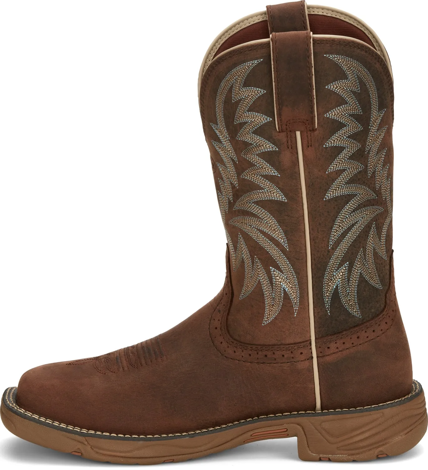 Justin 11in Mens Hickory Brown Rush Leather Cowboy Boots