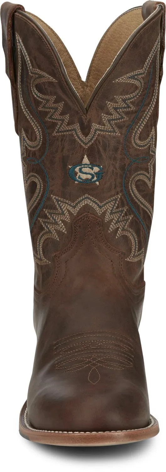 Justin 11in Mens Rich Mahogany Wells Leather Cowboy Boots