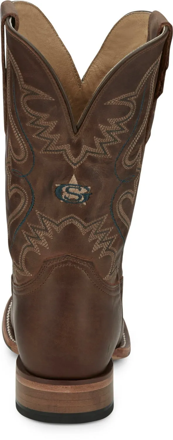 Justin 11in Mens Rich Mahogany Wells Leather Cowboy Boots