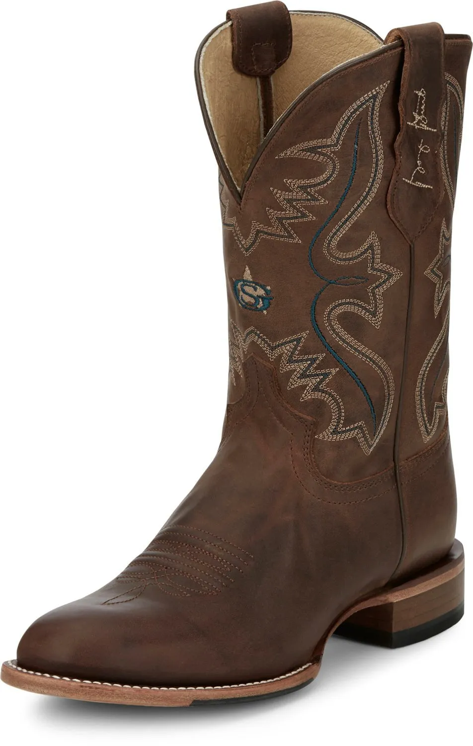 Justin 11in Mens Rich Mahogany Wells Leather Cowboy Boots