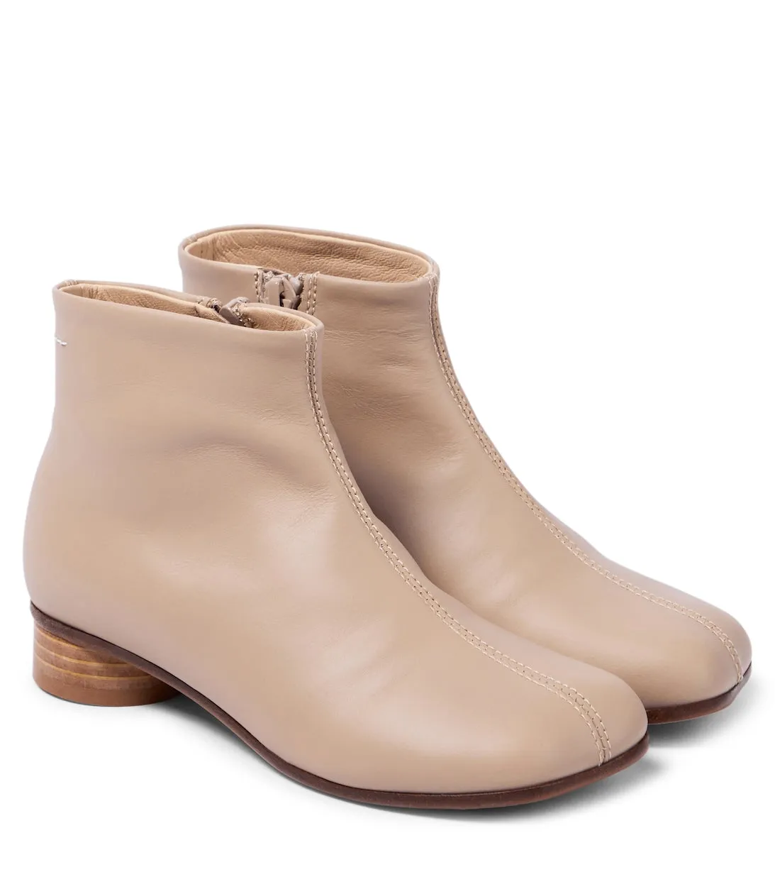 Leather ankle boots MM6 Maison Margiela, beige