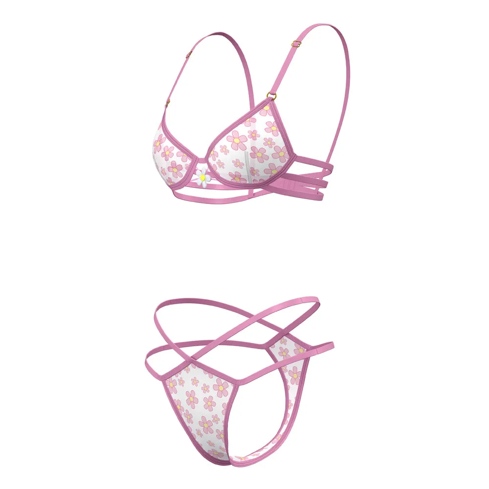 Magic Silk Daisy Bra & Thong Set Daisy Print