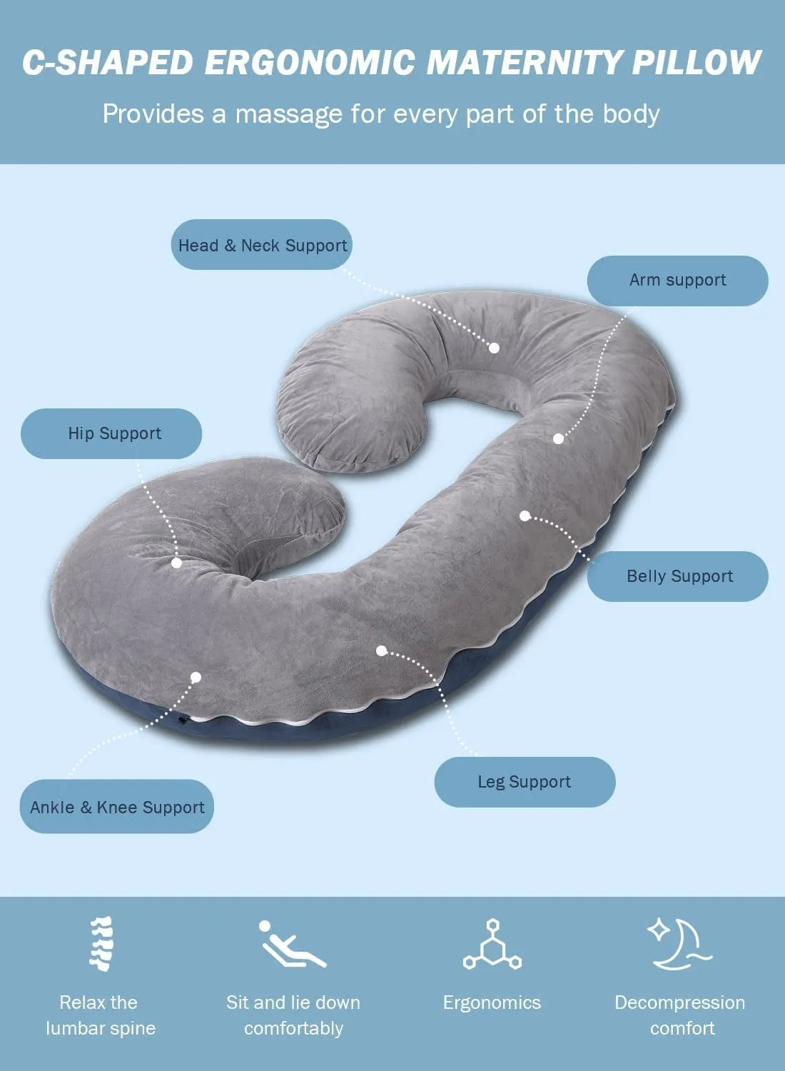 Maternal Instincts C-Shaped Body Pregnancy Pillow