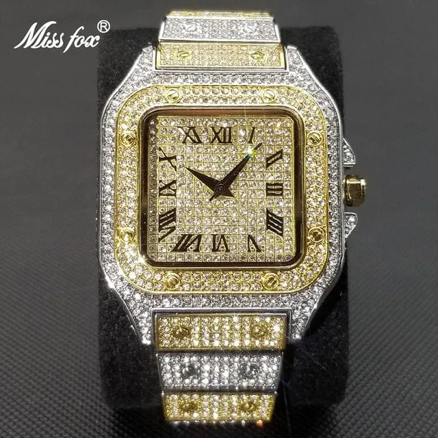 Men's Gold or Silver Square Luxury Watch by Miss Fox