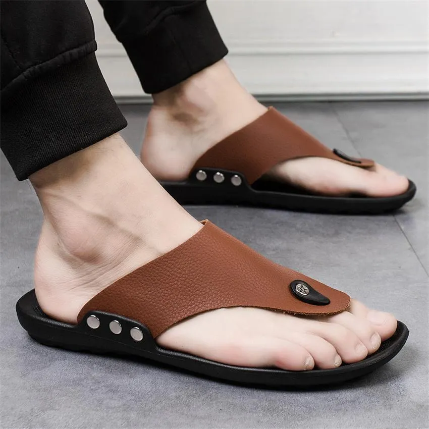 Men's Outdoor PU Non-slip Casual Sandals Slippers