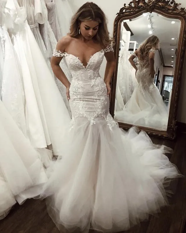 Off The Shoulder Mermaid Wedding Dresses Bridal Gown WD510