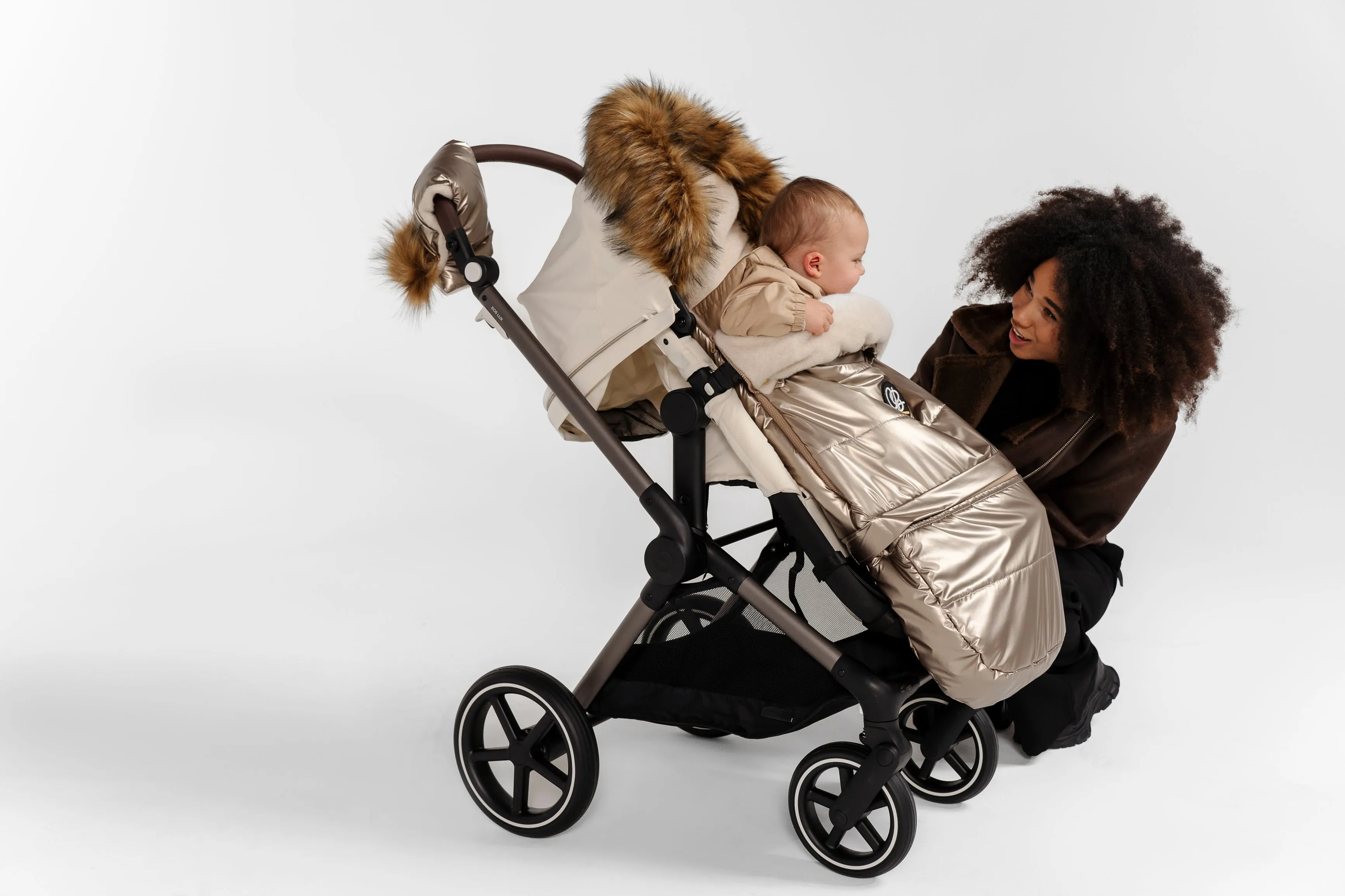 Pastel Gold Premium Organic Wool Footmuff in Beige