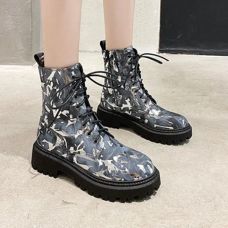 Printed Martin boots women