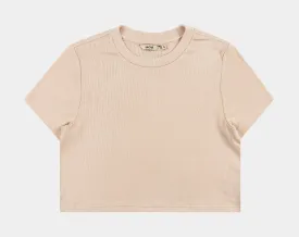 Raena Ribbed Womens Short Sleeve Shirt (Beige)