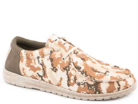 Roper Boys Kids Tan Digital Camo Fabric Hang Loose Loafer Shoes