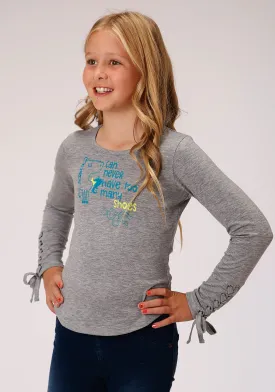 Roper Girls Heather Grey Poly/Rayon Too Many Shoes L/S T-Shirt