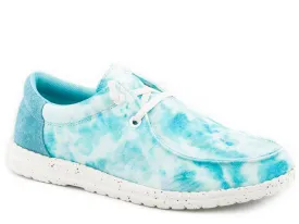 Roper Girls Kids Blue Fabric Hang Loose Tie Dye Loafer Shoes