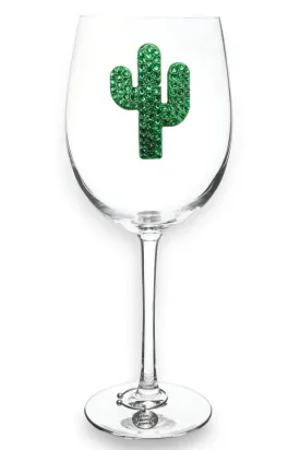 Stemmed Wine Glass, Green Cactus