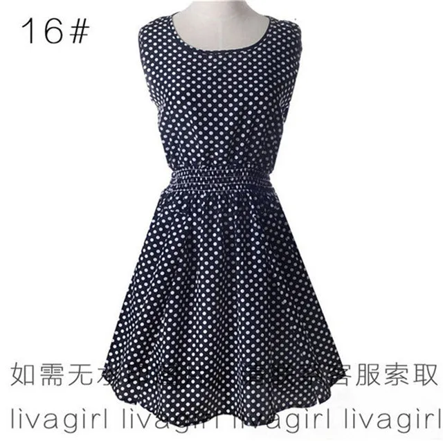 Summer Style Women Dress Casual Mini O-Neck Sleeveless Short A Line Dress Printed Party Evening 2017 big Size Elegant Dress