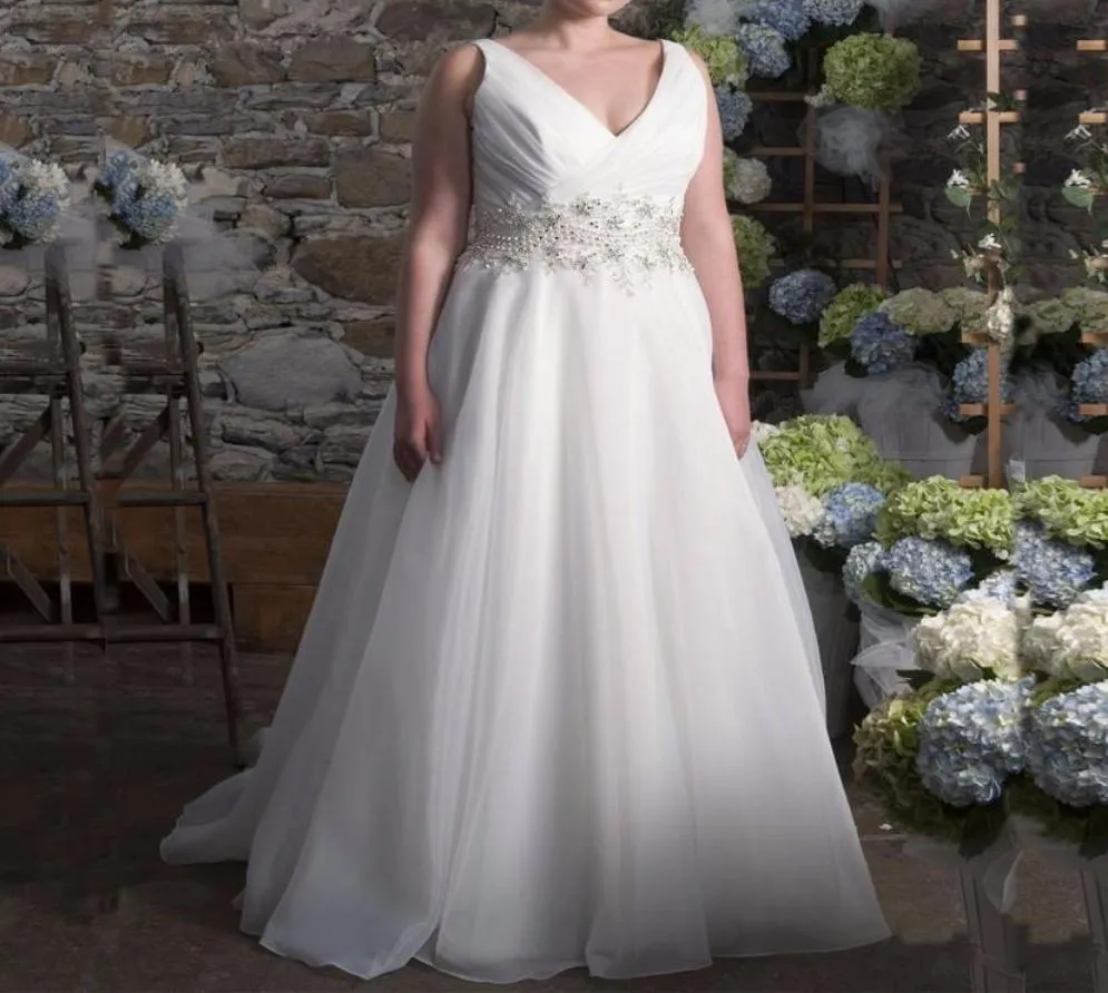 V-neck Organza A-line Wedding Dress  at Bling Brides Bouquet online Bridal Store