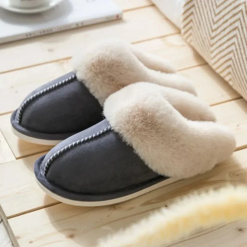 VENTACT Plus Plush Men Women Slipers Fashion Warm Non-Slip Female Shoes Home Indoor Fleece Waterproof Couples Shoes Slippers