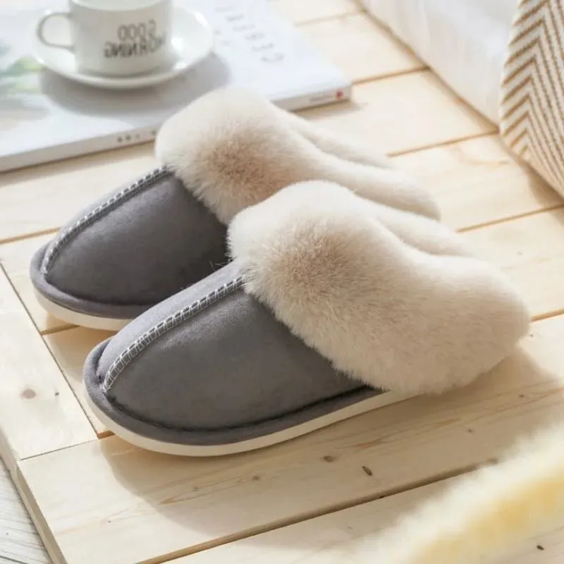 VENTACT Plus Plush Men Women Slipers Fashion Warm Non-Slip Female Shoes Home Indoor Fleece Waterproof Couples Shoes Slippers