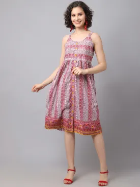 Women Red Geometric Printed Dress.